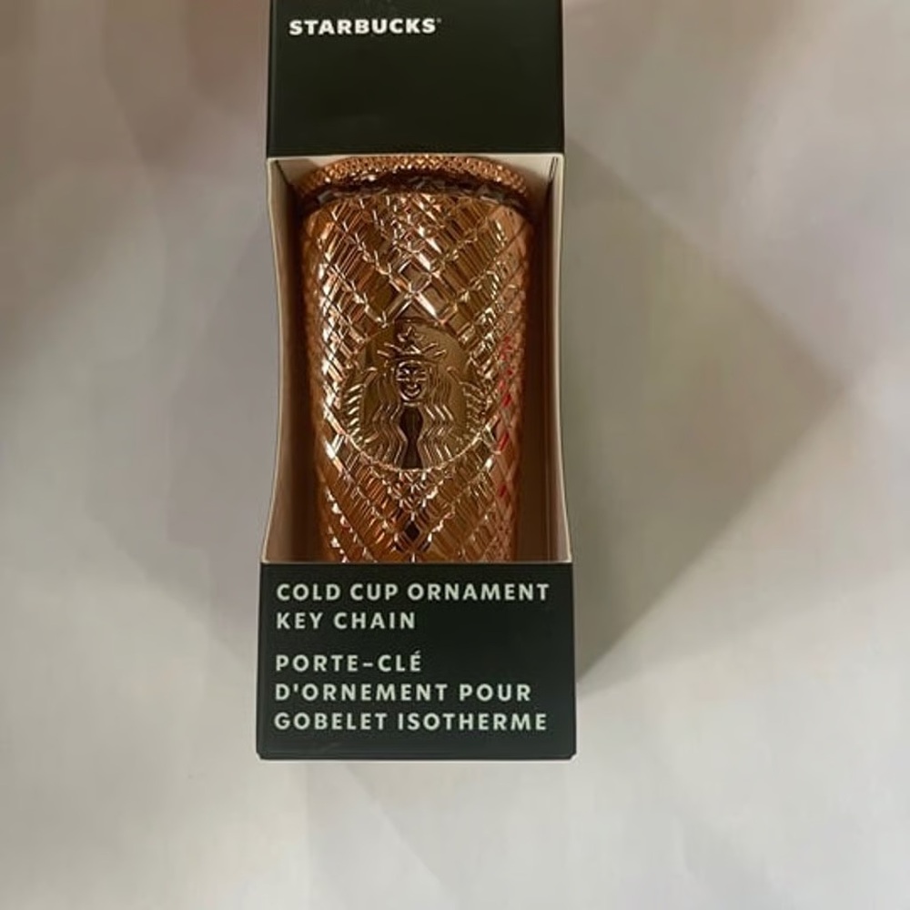 Starbucks Rose Gold Jeweled Cold Cup Keychain